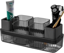 Toothbrush Holder for Bathrooms, 2 Cups Toothbrush Organizer for Bathroom