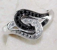 1CT Treated Black Sapphire White Topaz 925 Sterling Silver Ring Sz 8 UB2-7