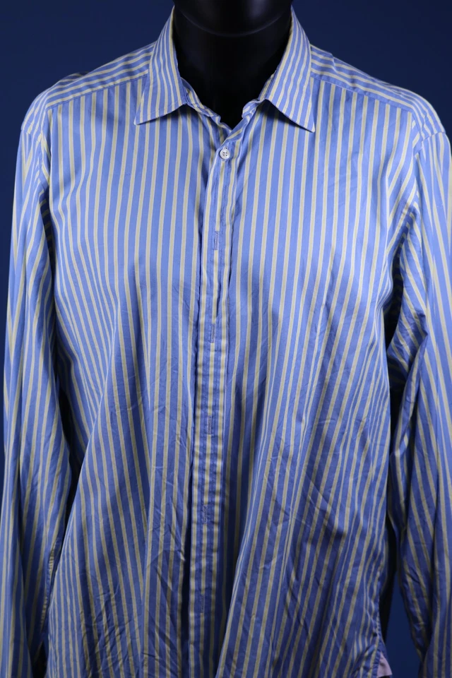 Vintage Lot 2 Thomas Pink Finest Twill French Cuff Shirt 16.5 36 Stripe 91cm 46" - Image 3 of 4