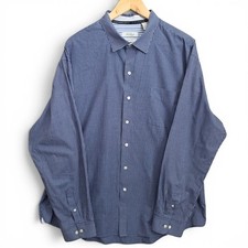 Van Heusen Dress Shirt Mens XXL 18-18.5 Blue Check Button Classic Fit Career