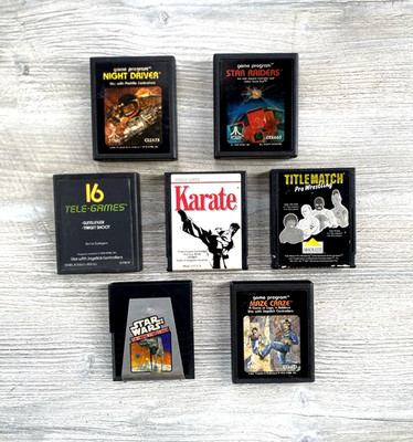 Vintage Atari 2600 Game Lot of 7 Star Wars Karate Night Driver Cartridge +