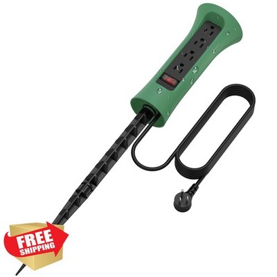 CCCEI 10FT Green Weatherproof Outdoor Power Strip