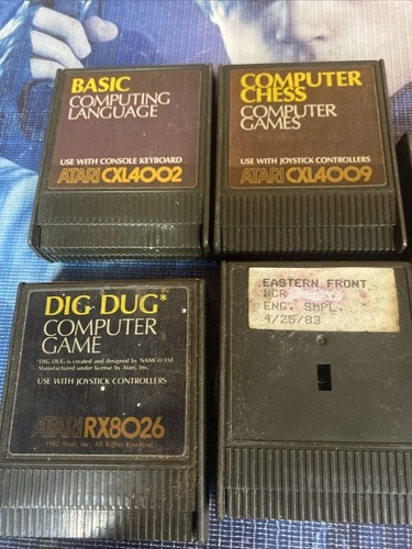 ATARI - DIG DUG Conputer Chess Eastern Front Word Basic CARTRIDGE ONLY LOT OF 5