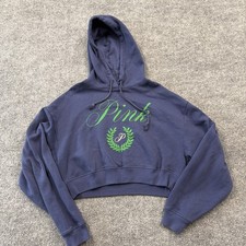 Pink Victoria s Secret Cropped Navy Blue Hoodie XS