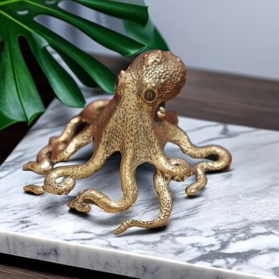 #ad 5pcs Vintage Brass Octopus Figurine Mini Sea Life Decor Desk Ornament Gift $9.99