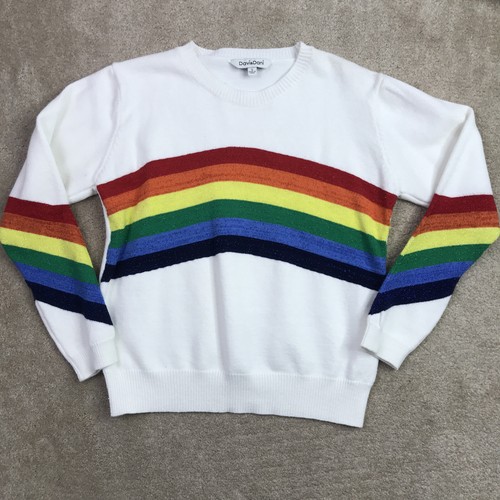 Crew Neck Ivory Rainbow Sweater Sparkle 