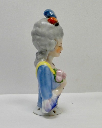 Antique victorian porcelain half doll with feather in hair - Picture 2 of 6