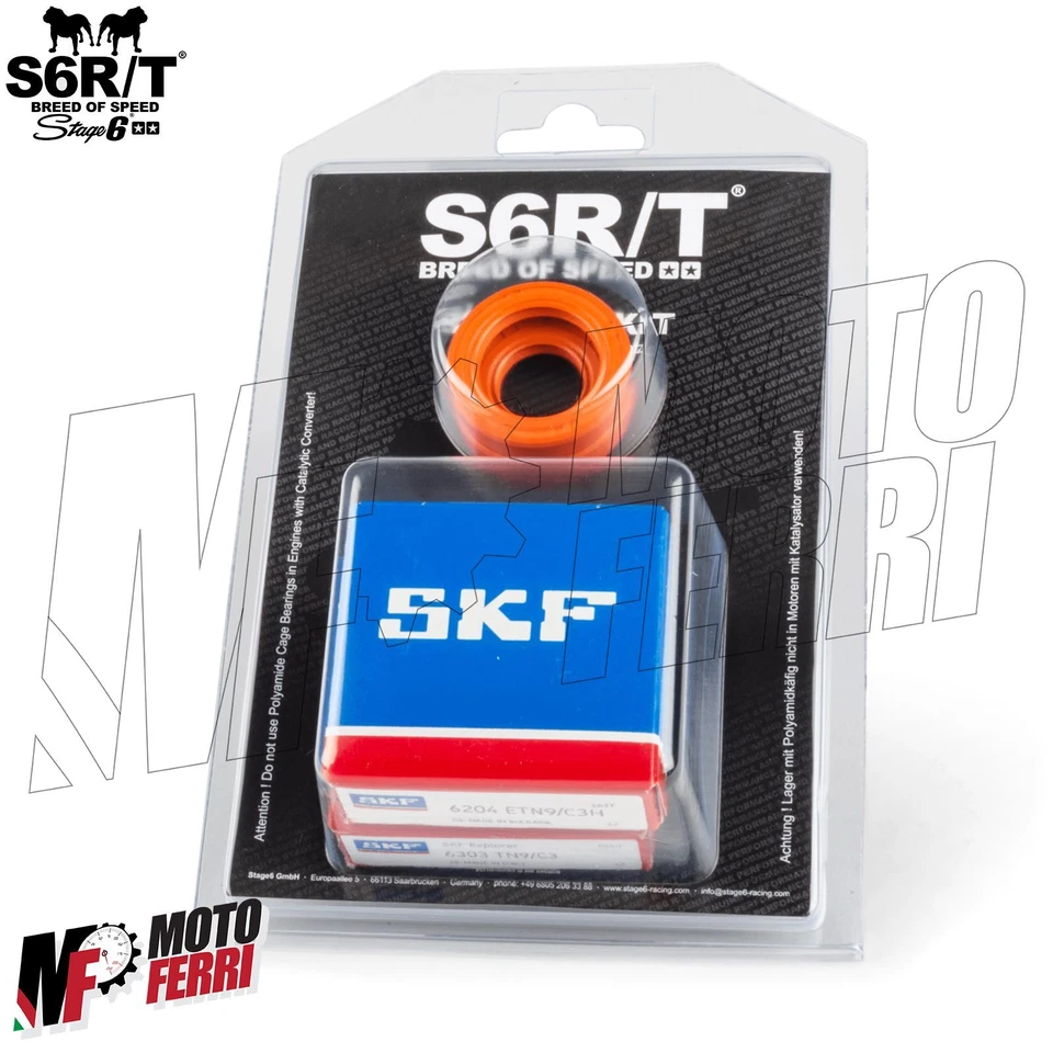 MF4416 Kit Cuscinetti Paraoli Albero Motore Stage6 Cono 20 / 17 Minarelli AM6 - Immagine 3 di 4