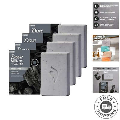 Cruelty-Free Charcoal & Clove Oil Cleansing Bar - Mens 4-in-1 Shower Essential