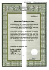 Conti Gummi Finance B.V, Amsterdam, 1986,  5 1/2% Inhaber-Optionsschein