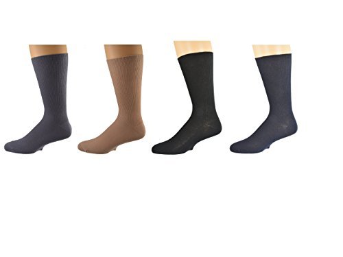 Sierra Socks Diabetic Cotton True Rib Dress Casual Men Crew Smooth Toe Socks - Picture 1 of 15
