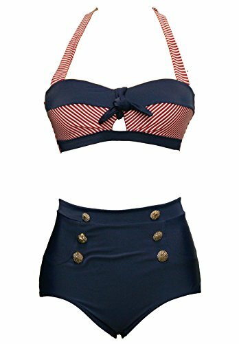 Maillots de bain deux pièces pour femme dos nu taille haute rouge XL