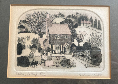 VINTAGE GRAHAM CLARKE ETCHING “VALLEY COTTAGE” 19/100 Signed -SEE PHOTOS Framed