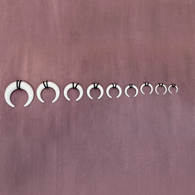 Acrylic C-Shape Buffalo Crescent Septum Pincher White Tapers - Sold Individually