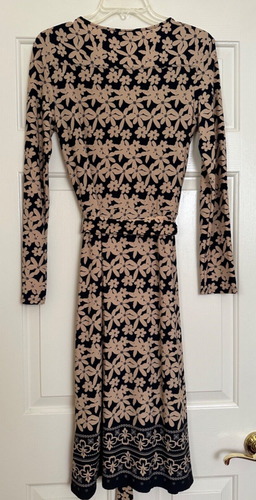 Max & Cleo Women's Multicolor Printed Long Sleeve Faux Wrap Belt Midi Dress SP - Picture 3 of 6