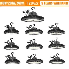 1-20 PACK 150W 200W 240W LED UFO High Bay Light Dimmable Warehouse Shop Fixture