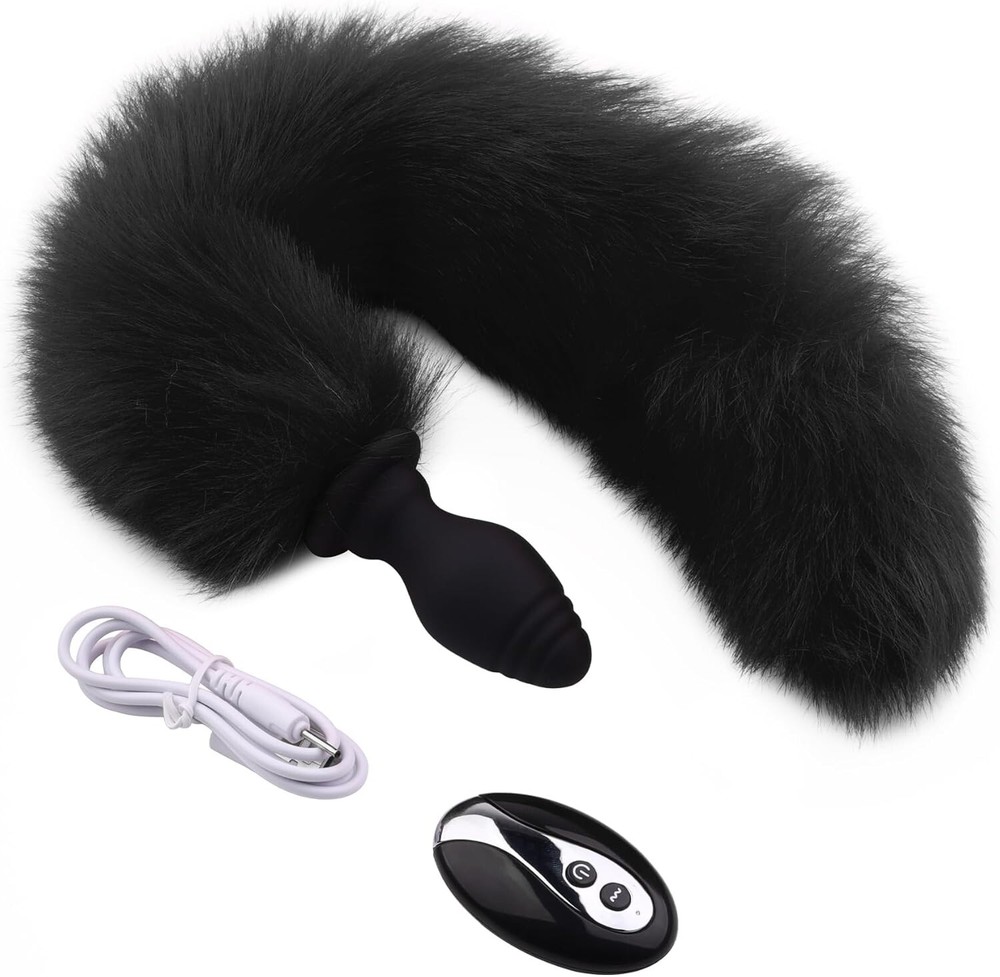 BDSM Fox Tail Anal Butt Plug Vibrator Cosplay Fun G-spot Dildo Sex Toy for Women