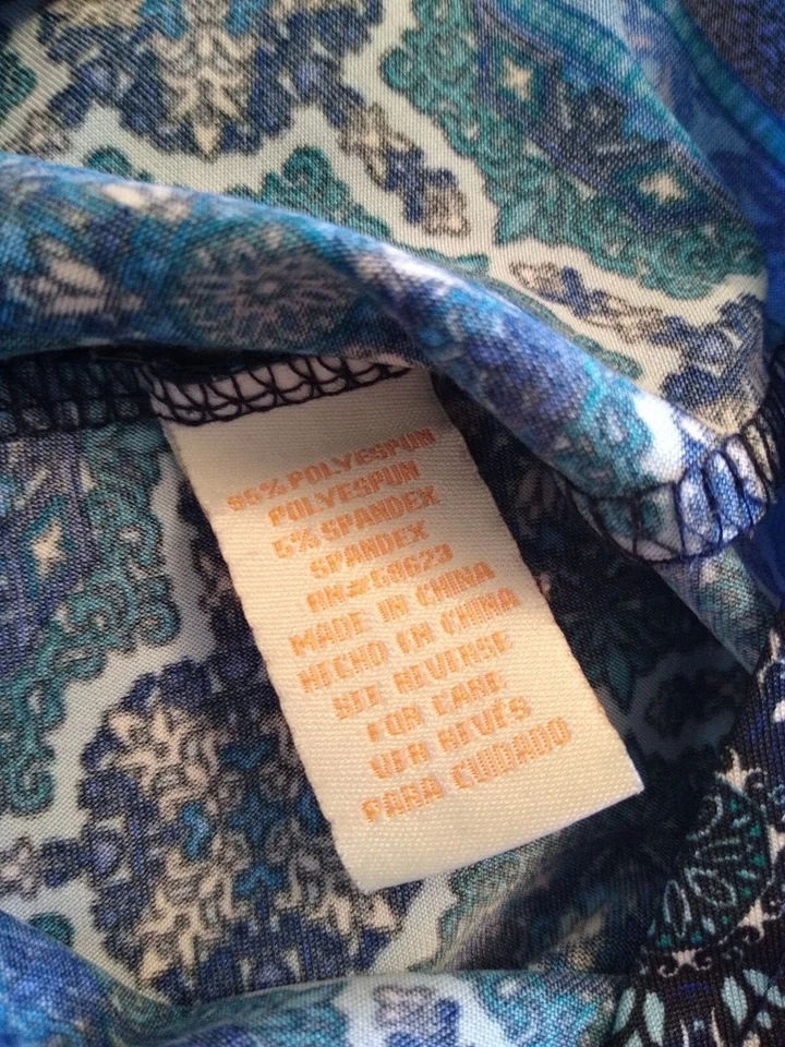 Claudia Richard 女式无袖衬衫 S 码蓝色青蓝色印花 — 第 4/4 张图片