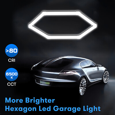 Car Detailing Shop Light 6500K Hexagon LED Lights for Garage Basement Office