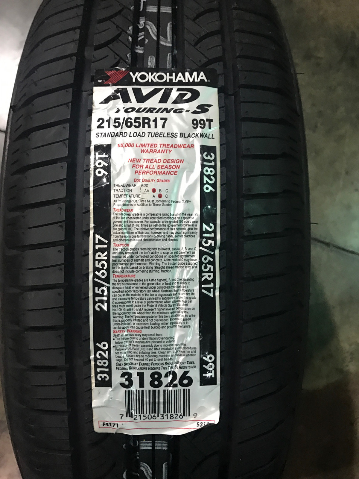 4 New 215 65 17 Yokohama Avid TouringS Tires eBay