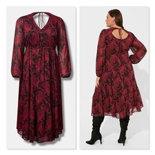 Torrid Tea Length Clip Dot Open Back A-Line Dress Sz 2X NWT