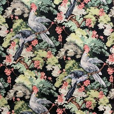 Exotic Aviary Tapestry Fabric Weave Vintage Jacquard Birds Upholstery Cushion