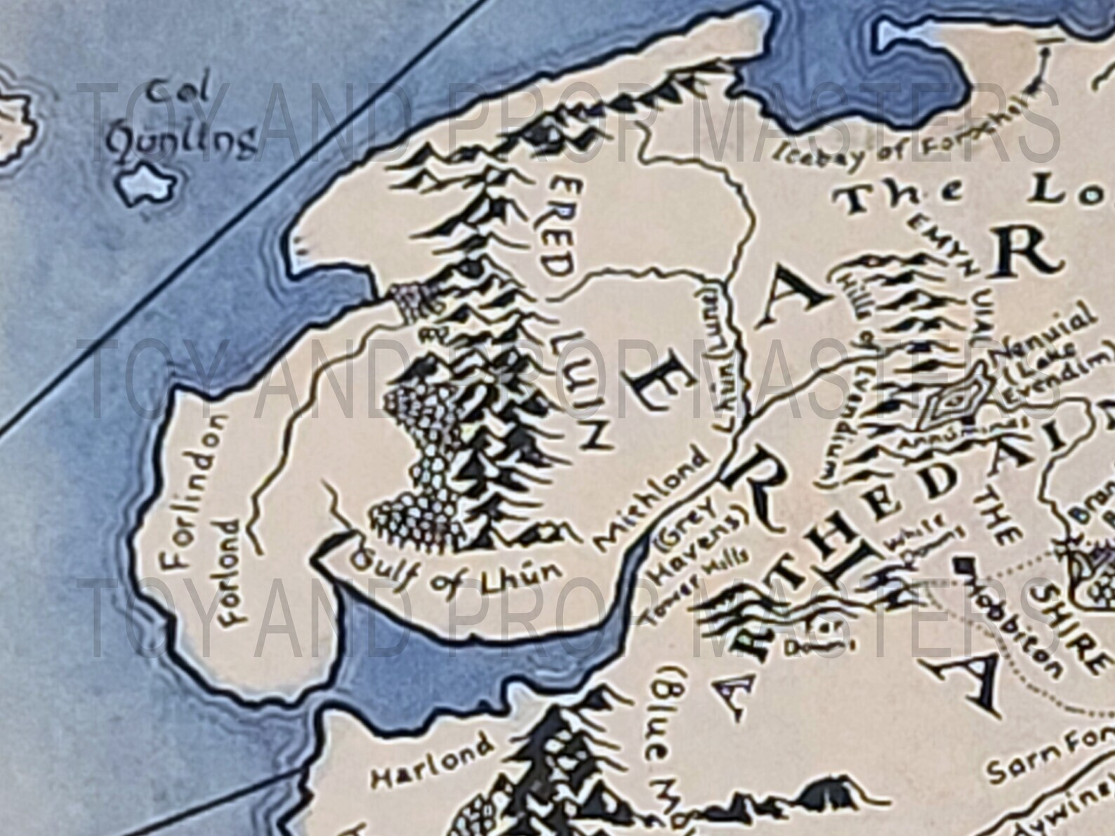 JRR Tolkien Lord of the Rings Map Of Middle Earth LOTR Replica Prop ...