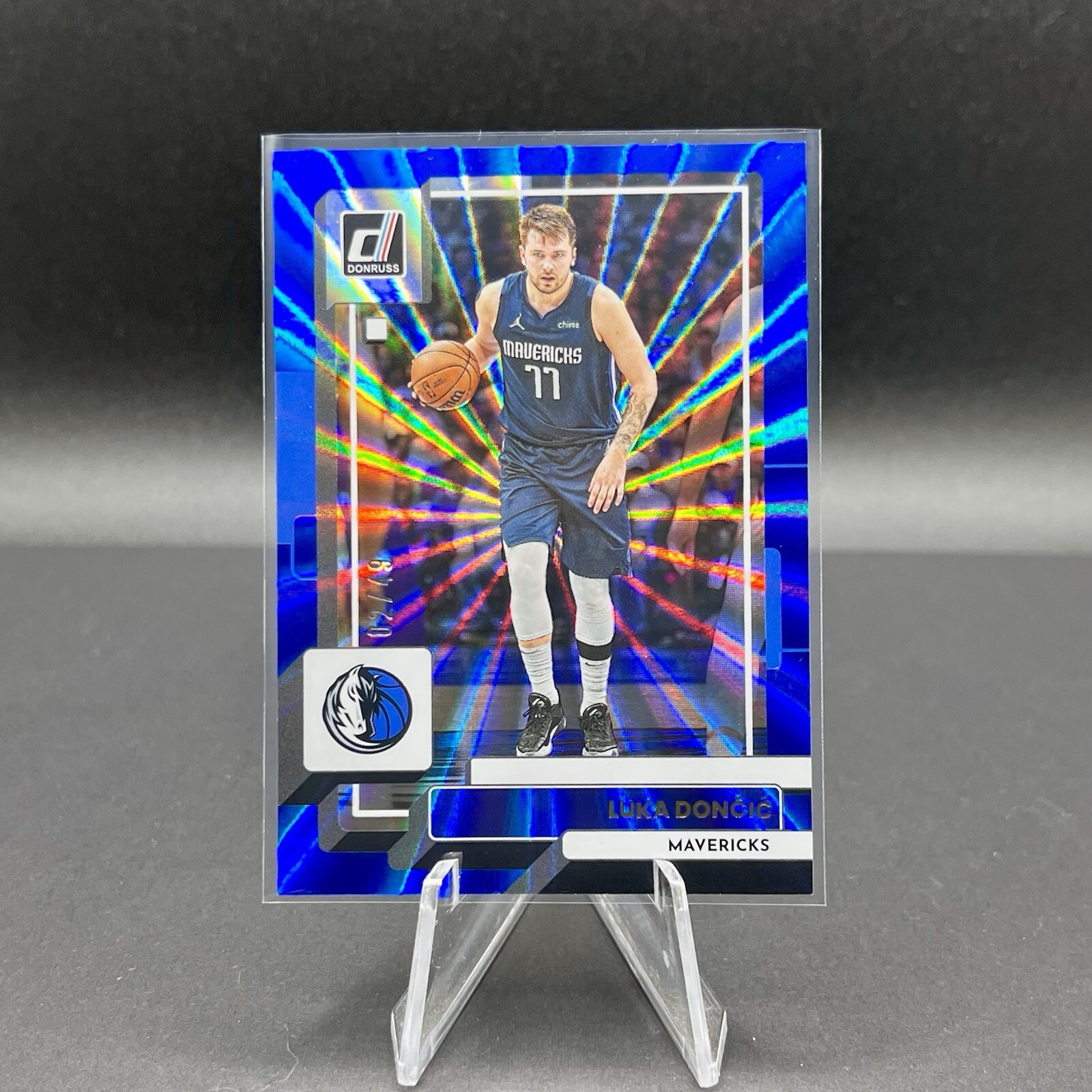 Luka Doncic 2022-23 Donruss #143 Blue Holo Laser 2/49 Dallas Mavericks