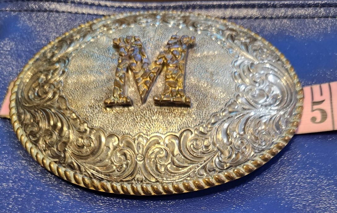 Crumrine Belt Buckle N Initial Monogram Nickel Silver