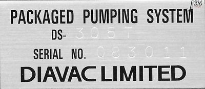 3901 DIAVAC LIMITED PACKED PUMPING SYSS W/ TC64 TG50FVAB GHP-150B