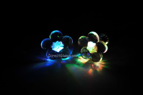 DirectGlow LED Lighted Multicolor Flower Stud Glow in the Dark Light Up Earrings - Picture 13 of 14