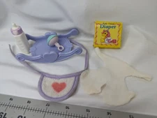 Vintage My Little Pony Newborn Lullaby Rocker Bottle Diaper Toy Bib Lot Purple