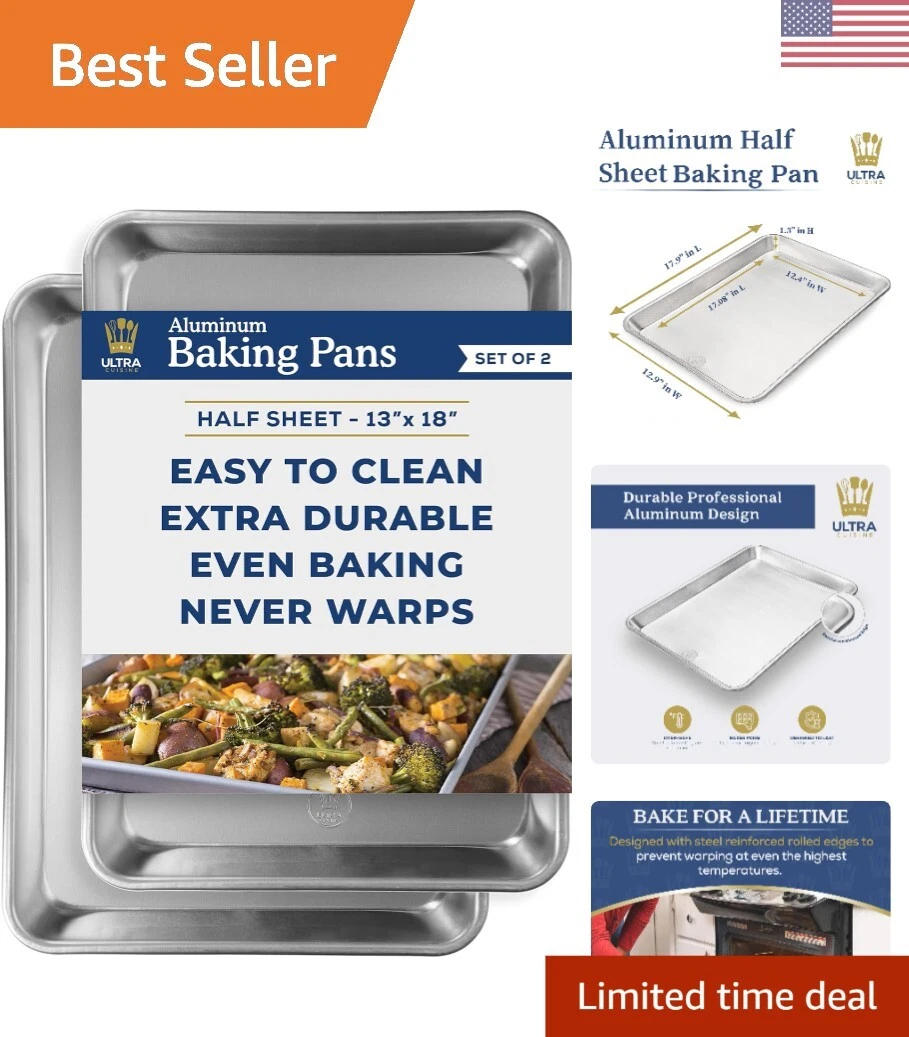 Heavy-Duty Baking Sheet Set - Cookie Sheets - Rimmed - 2 Pack, 18x13 inches