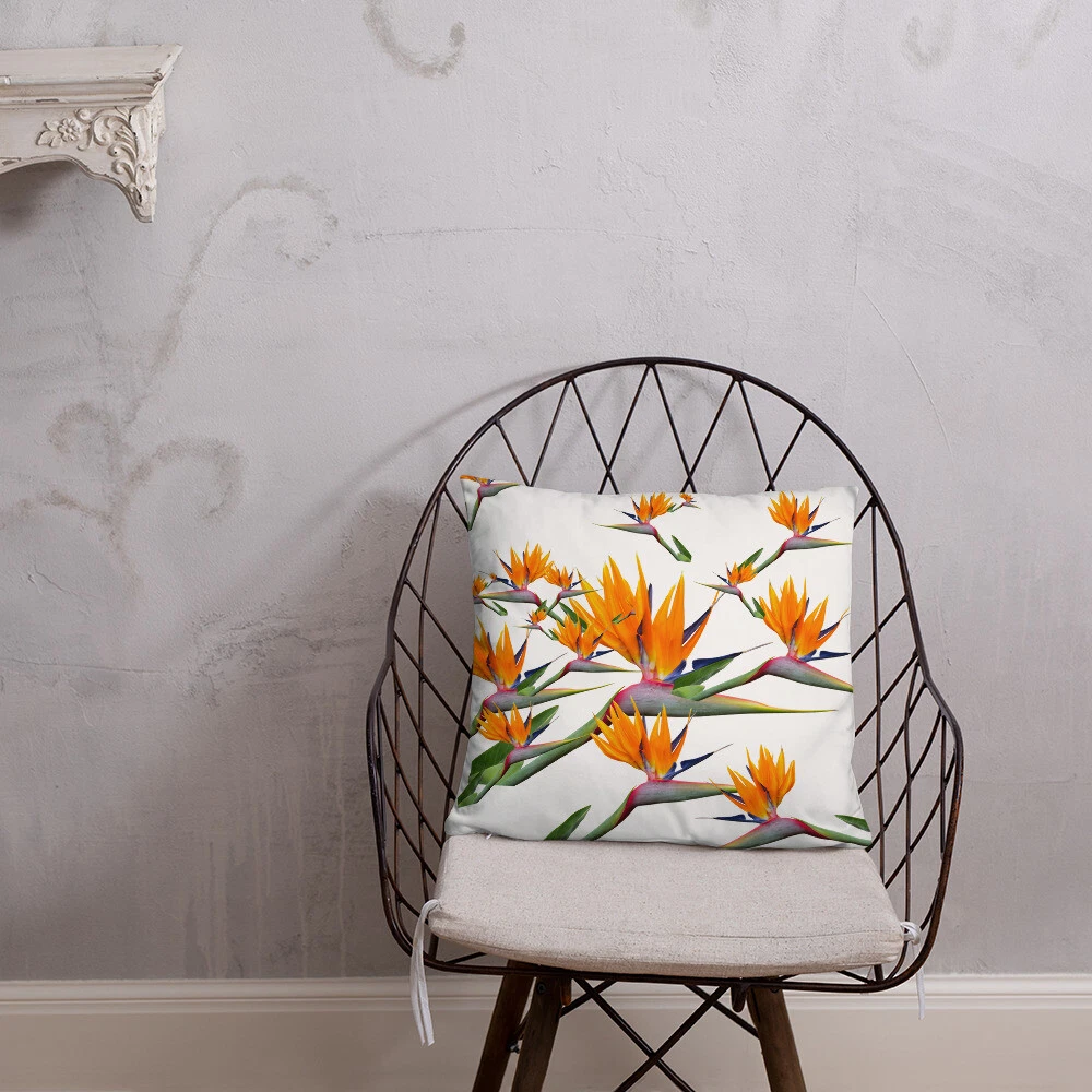 Birds of Paradise Basic Pillow, Hawaii flower pillow