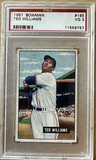 1951 Bowman Ted Williams Card #165. PSA 3.