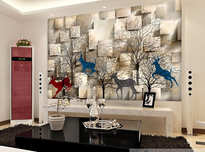 3D Branches Deer ZHUA4501 Wallpaper Wall Murals Removable Self-adhesive Amy