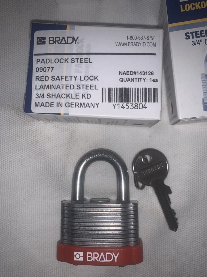 Brady 118935 6 pack Key Retaining Steel Red Keyed Differently Safety Padlocks - Image 3 of 4