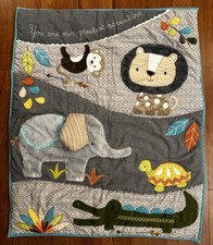 Levtex Baby Quilt Blanket Greatest Adventure Elephant Monkey Alligator Nursery