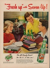 1953 7 Up Soda Pop Vintage Print Ad Drink 7Up Study Books Family