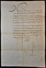 KING LOUIS XV SIGNED APPOINTMENT In the company of Duchamp Royal Infantry - 1758
