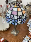 Vintage Tiffany Style lamp Candle holder Votif Stained glass Good Condition Art