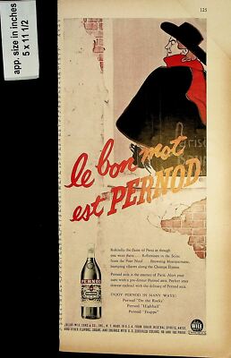 1961Le Bon Mot Est Pernod French Alchohol Vintage Print AD 8070