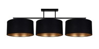 Deckenleuchte Stoff Schwarz Gold Wohnzimmer Blendarm E27 100 Cm Deckenlampe Groß