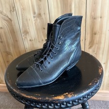 Black Leather Victorian Style Costume Theater Boots, size 7 pointed toe