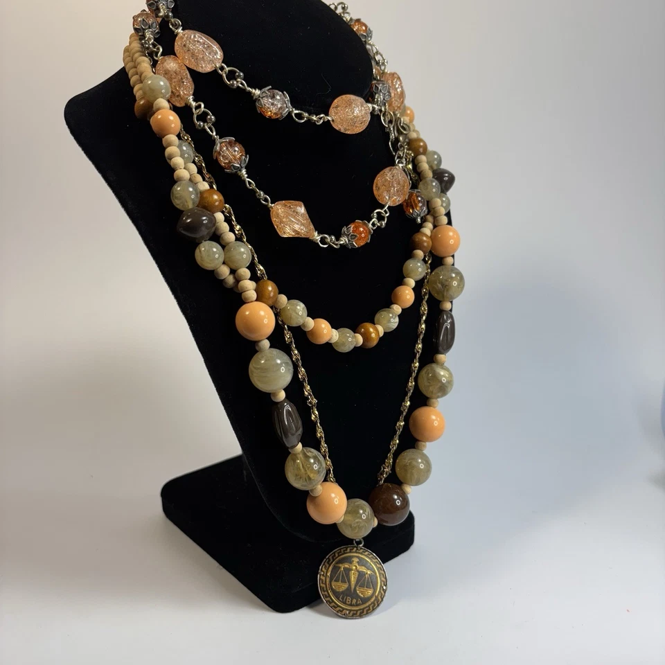 Boho Fashion Necklaces Glass Beads Chunky and Delicate Pink - Image 2 of 4
