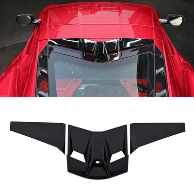 Gross Black Rear Roof Camera Panel Trim Cover For Corvette C8 Stingray Coupe 20+