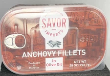 Savor Anchovy Fillets Big 28 oz can Wild Caught In Olive Oil -- New & Sealed!!