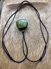 Crystal Healing Stone with black cord necklace Translucent Green