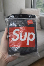 Supreme x Hanes Black Crew Socks 4 Pack Size 6  12 Streetwear Fashion New 2026