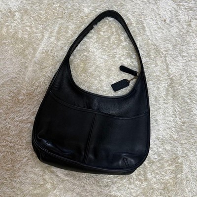 Old Vintage Coach 9033 Black Leather Ergo Pocket Zip Hobo Shoulder